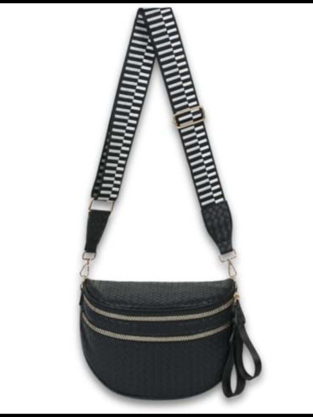Woven Crossbody Bag Hands-Free Bum Bag Adjustable Strap Water-Resistant
